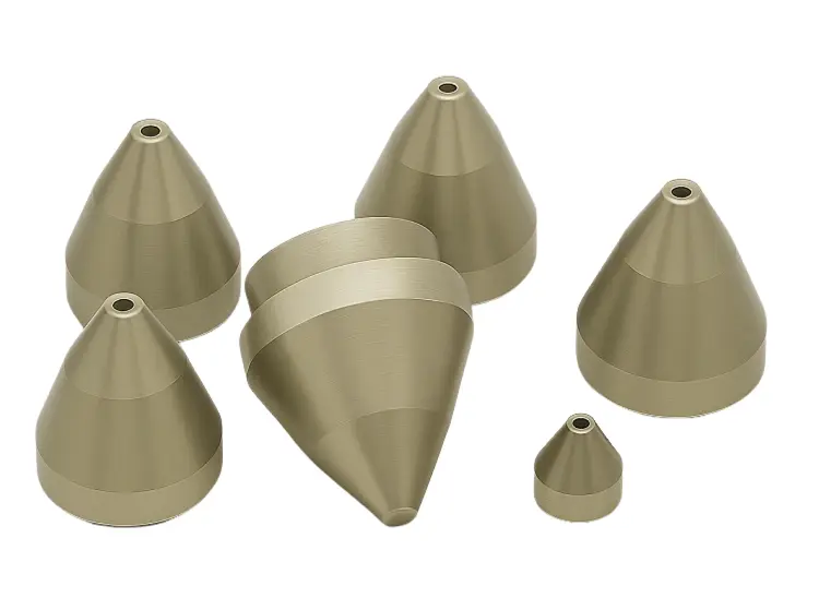 A set of high-precision tungsten carbide flow beans and conical plugs for consistent flow regulation in high-pressure environments.
