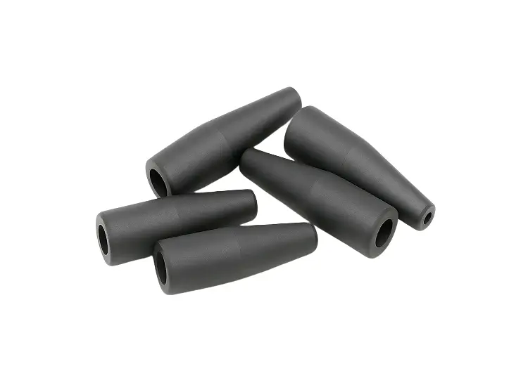 A group of durable tungsten carbide nozzles with a precision bore, used for high-pressure fluid handling and abrasive blasting.